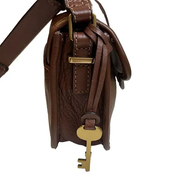 Fossil Heritage Mini Flap Crossbody Bag Brown Leather  EUC - Picture 8 of 16